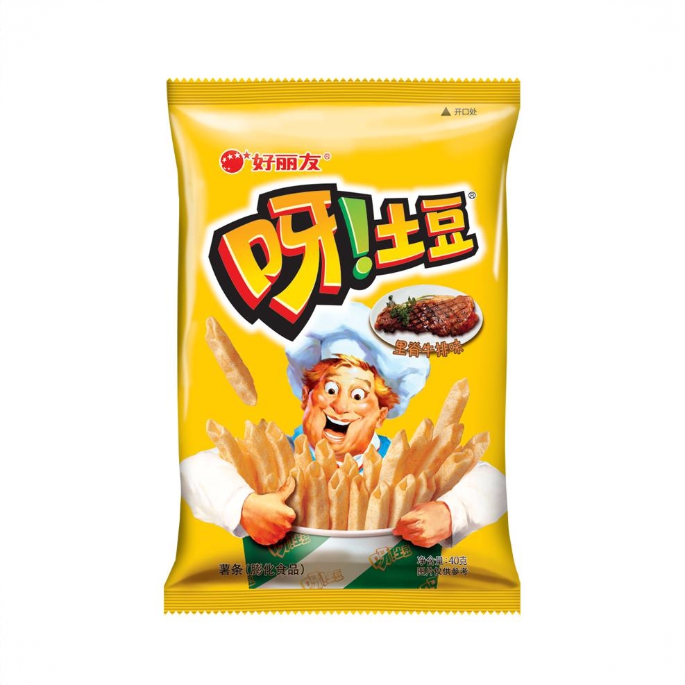 呀!土豆薯条 40g 袋装 膨化小吃休闲食品解馋吃货烤鸡味番茄味蜂蜜味 里脊牛排味