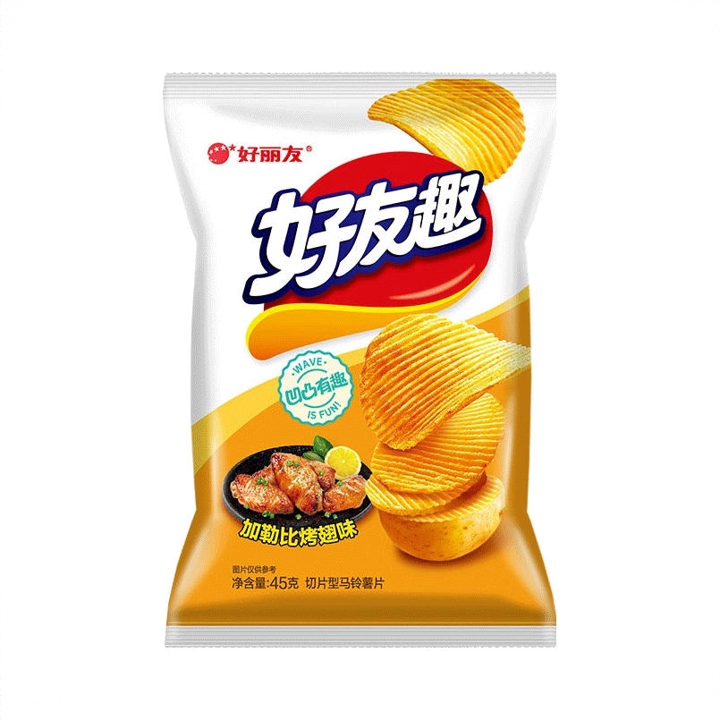 加勒比烤翅味 45g 好友趣薯片 袋装 大凹凸波浪形解馋膨化零食追剧