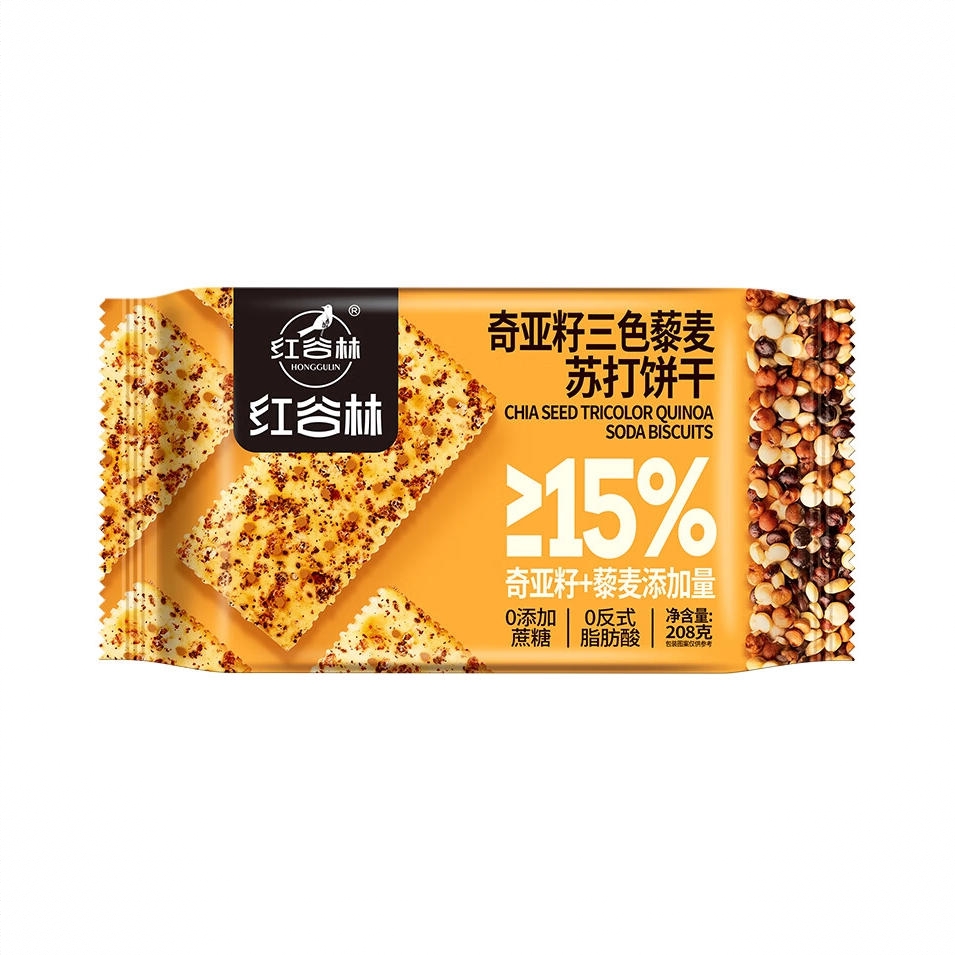 奇亚籽藜麦苏打饼干 208g 袋装 解馋咸味